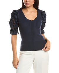 T Tahari T Tahari Lace Blouson Pullover