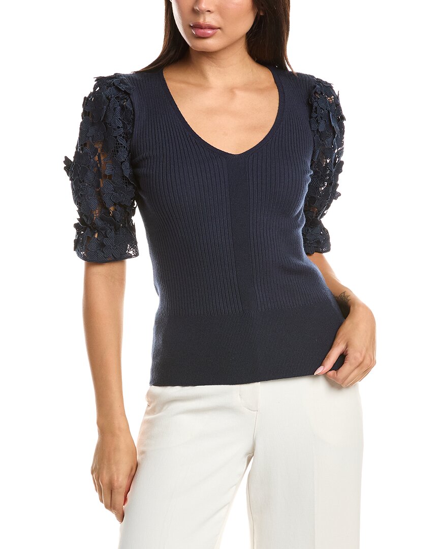 T Tahari T Tahari Lace Blouson Pullover