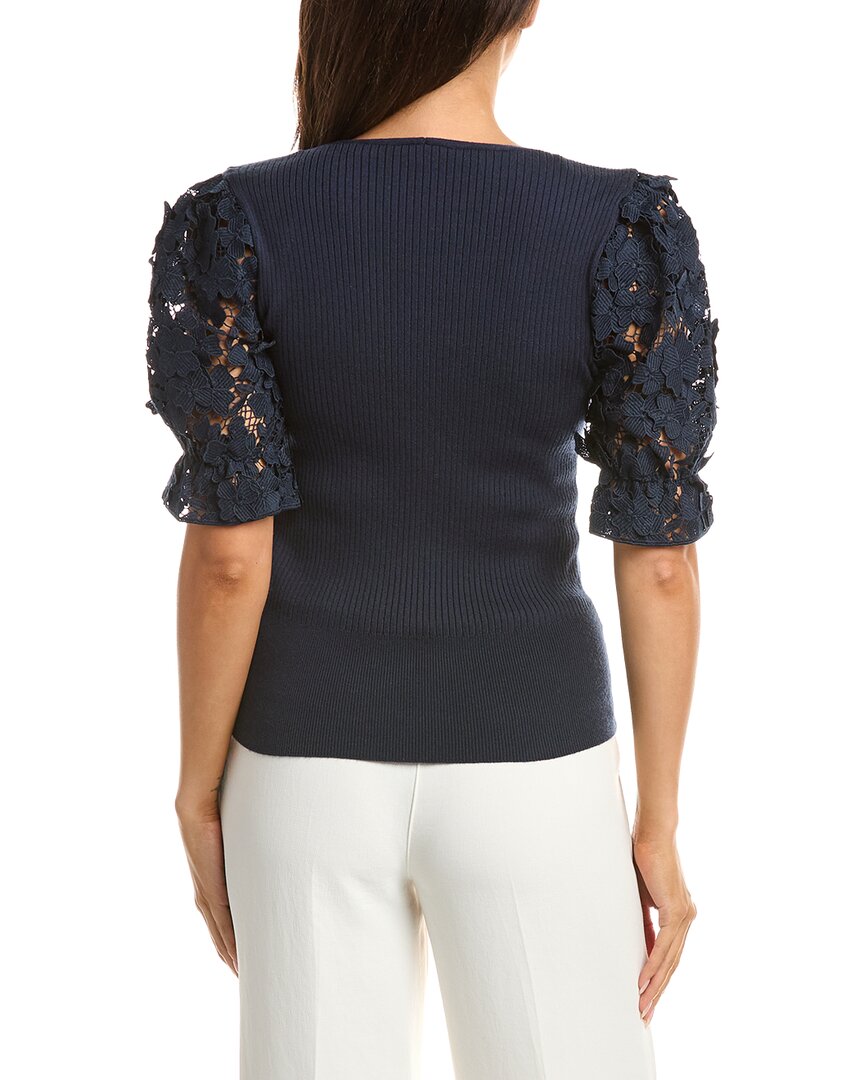 T Tahari T Tahari Lace Blouson Pullover