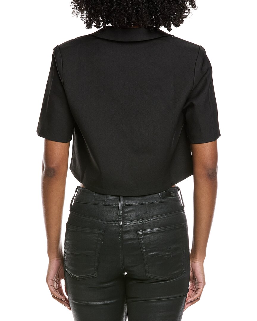 Gracia Chain Embellished Short Sleeve Cropped Blouse