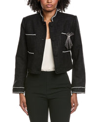 Gracia Crystal Embellished Cropped High Neck Jacket