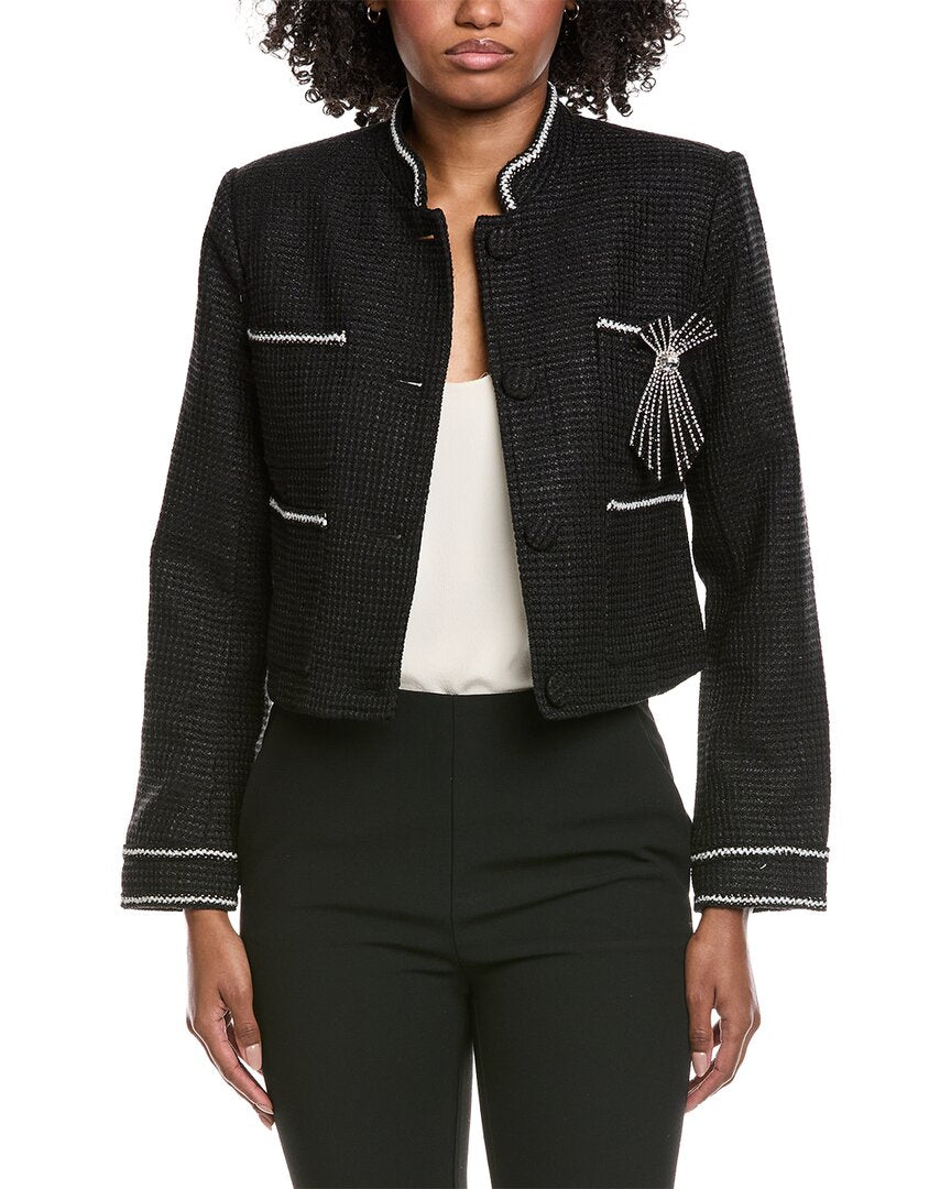Gracia Crystal Embellished Cropped High Neck Jacket