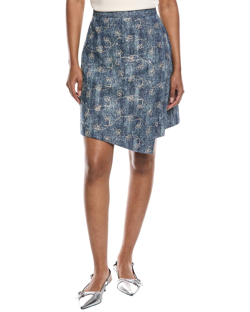 Gracia Flower Embroidered Mini Denim Skirt