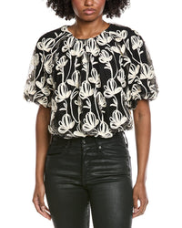Gracia Embroidered Lace Puff Sleeve Blouse