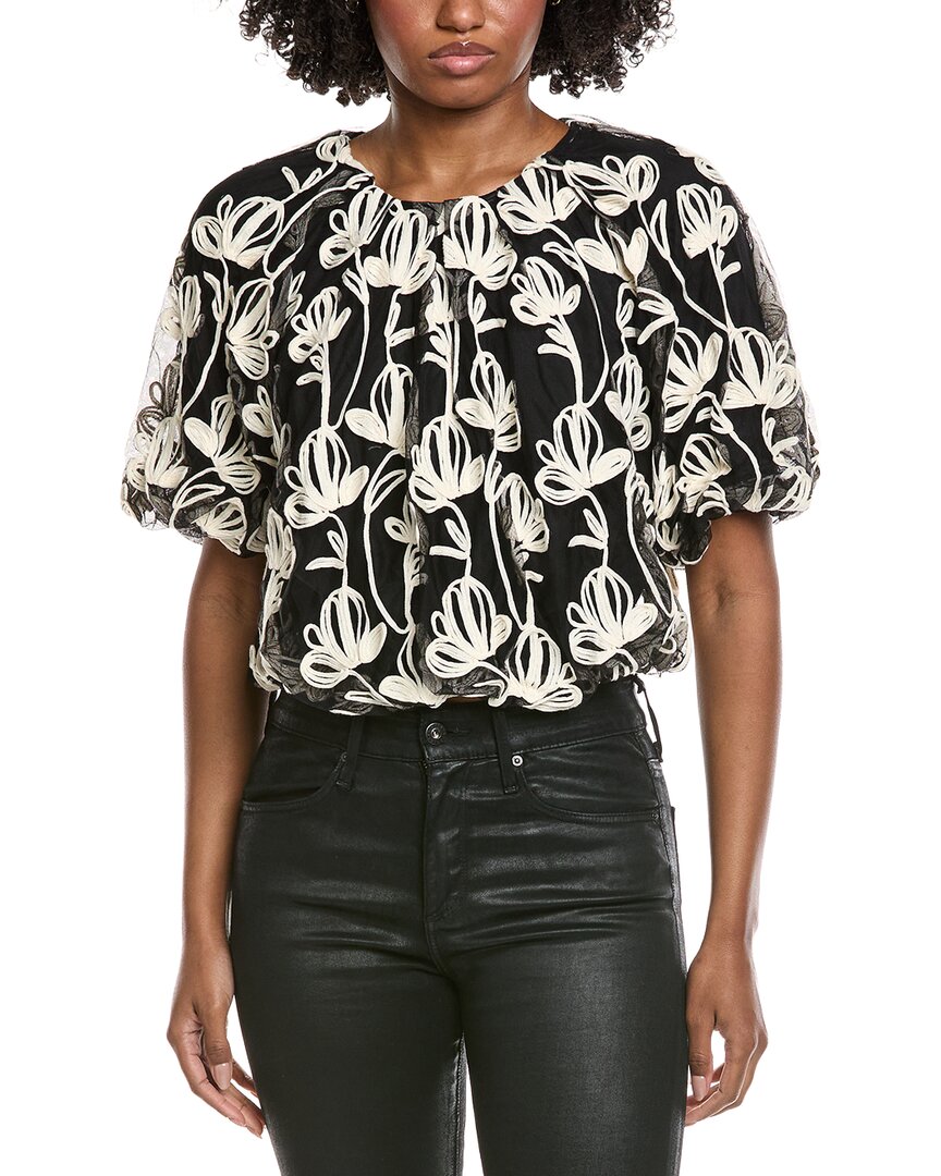 Gracia Embroidered Lace Puff Sleeve Blouse