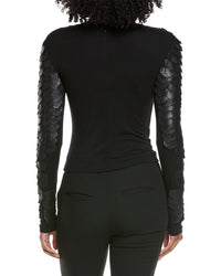 Gracia Scale Patched Long Sleeve Top