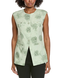 Gracia Printed Linen-Blend Vest