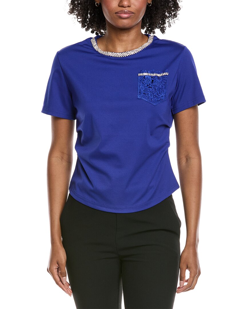 Gracia Round Neck Lace & Pocket T-Shirt
