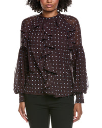 Gracia Front Ruffle Balloon Sleeve Blouse