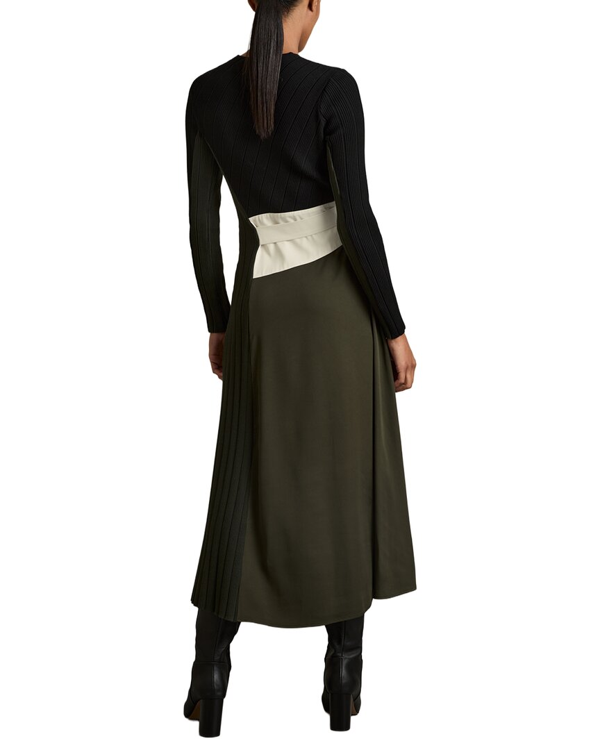 Reiss Emilina Knit Woven Midi Dress