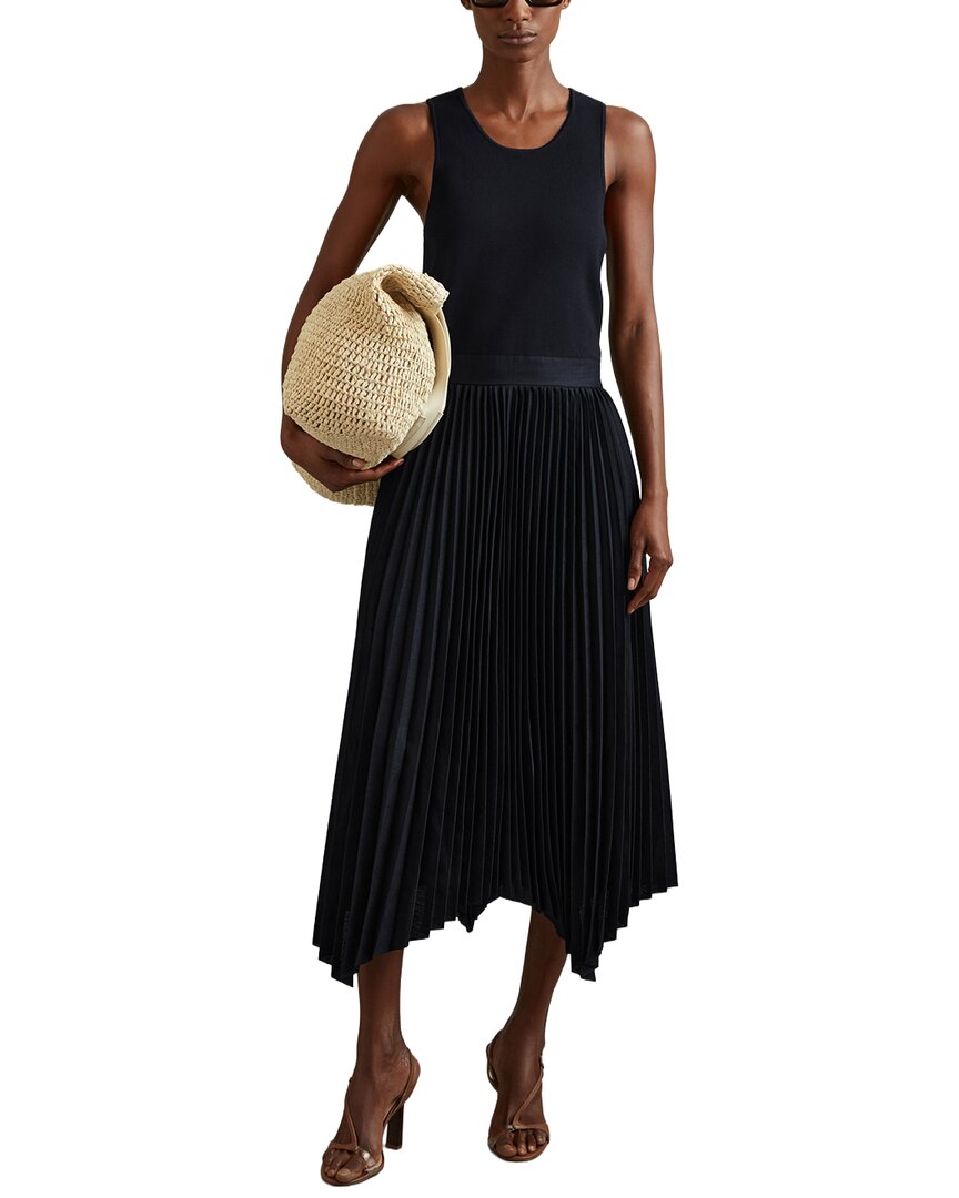 Reiss Marnie Knitted Hybrid Pleated Dress