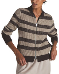 Reiss Axel Striple Knitted Zip Wool & Cashmere-Blend Sweater