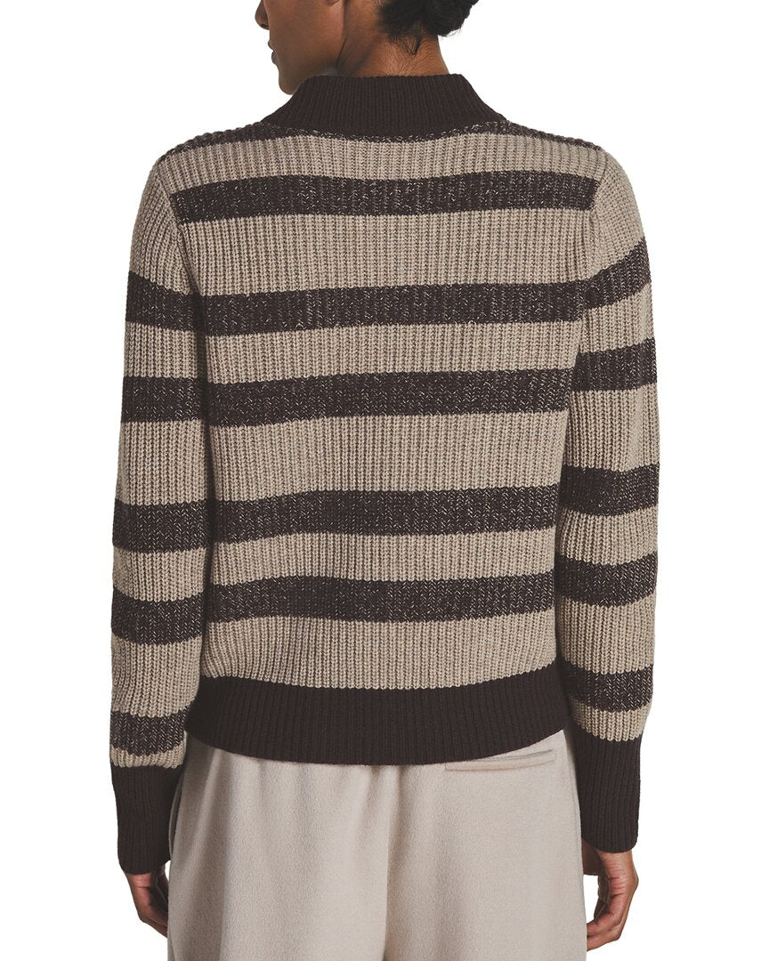 Reiss Axel Striple Knitted Zip Wool & Cashmere-Blend Sweater
