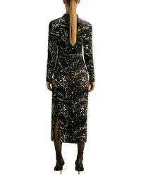 Reiss Sonya Velvet Print Midi Dress