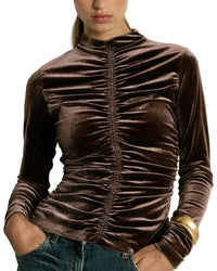 Reiss Ari Ruched Velvet Top