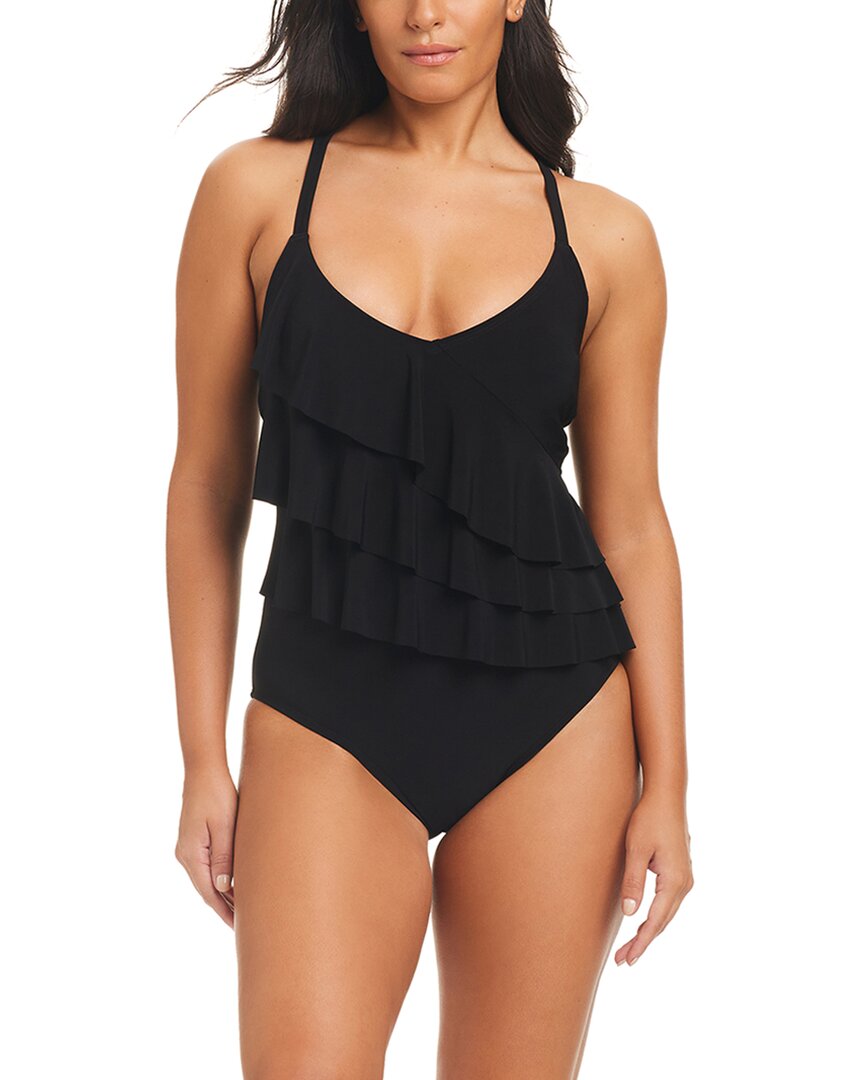 Beyond Control Swimwear Solid Essentials Ruffle Tier One-Piece