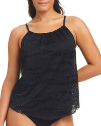 Beyond Control Swimwear Textured Solids High Neck Tankini