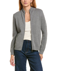 St. John Cashmere-Blend Cable Zip Jacket