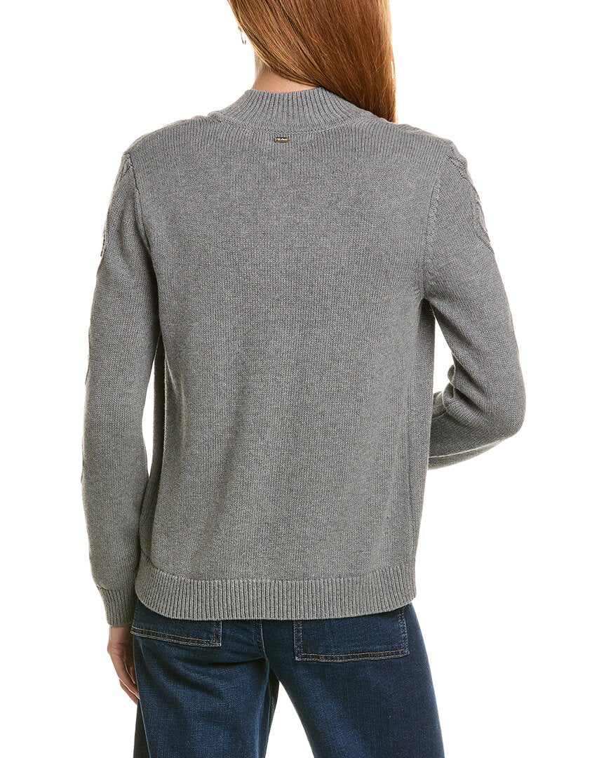 St. John Cashmere-Blend Cable Zip Jacket