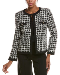 St. John St. John Contrast Tape Tweed Wool-Blend Jacket