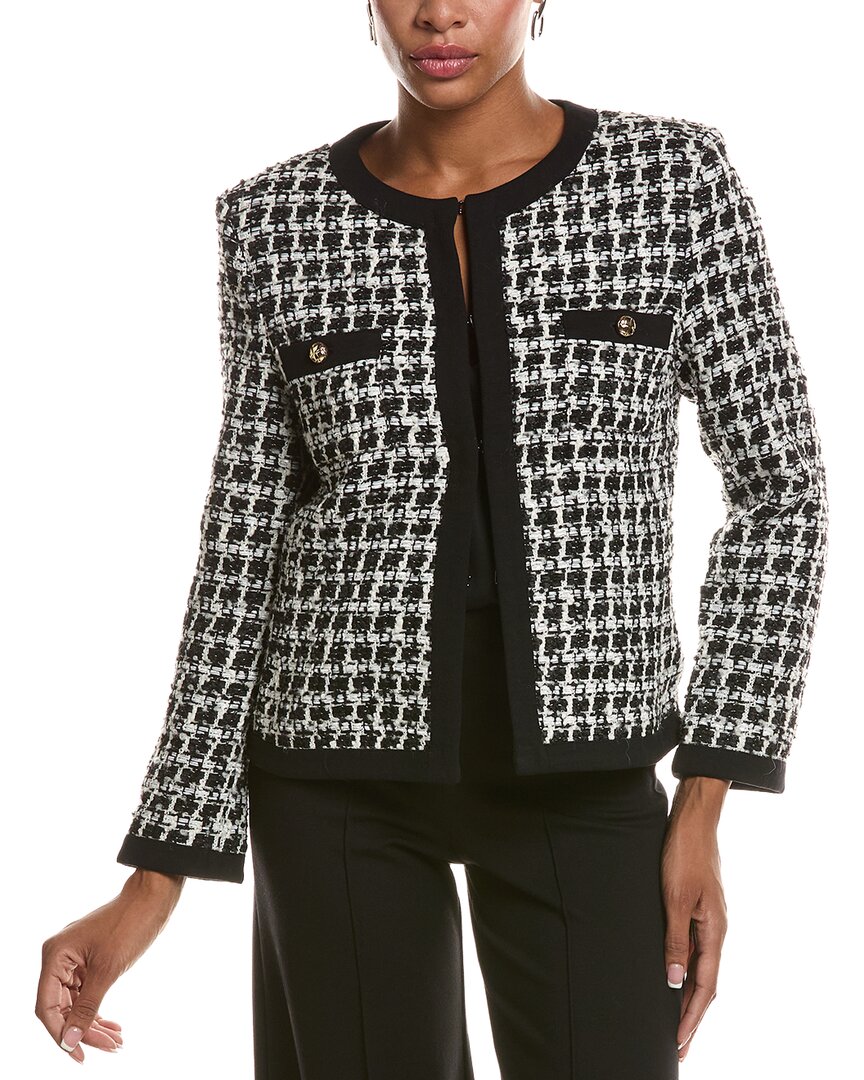 St. John St. John Contrast Tape Tweed Wool-Blend Jacket