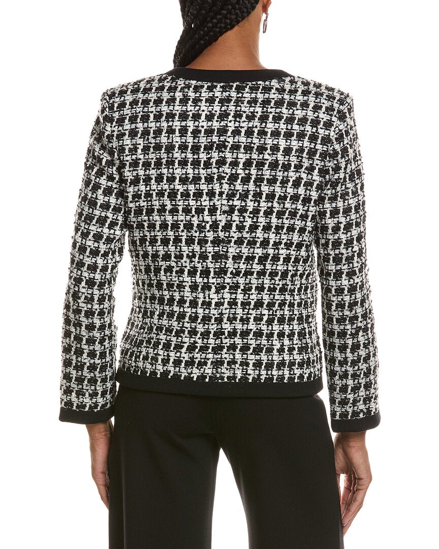 St. John St. John Contrast Tape Tweed Wool-Blend Jacket