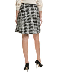 St. John St. John Contrast Tape Tweed Wool-Blend A-Line Skirt