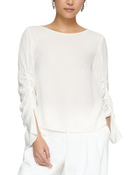 Lafayette 148 New York Ruched Slit Blouse