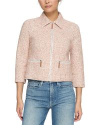 Lafayette 148 New York Collared Zip Front Knit Jacket