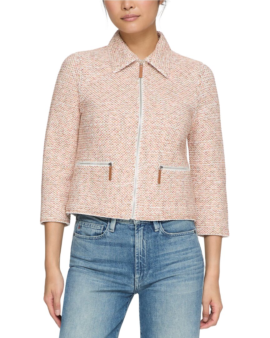 Lafayette 148 New York Collared Zip Front Knit Jacket