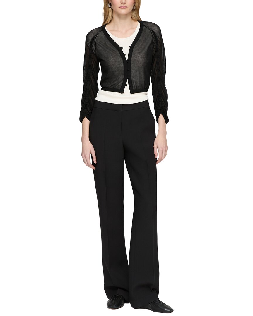 Lafayette 148 New York Ruched Cropped V-Neck Cardigan