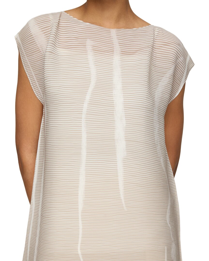 Lafayette 148 New York Printed Plisse Cap Sleeve Blouse