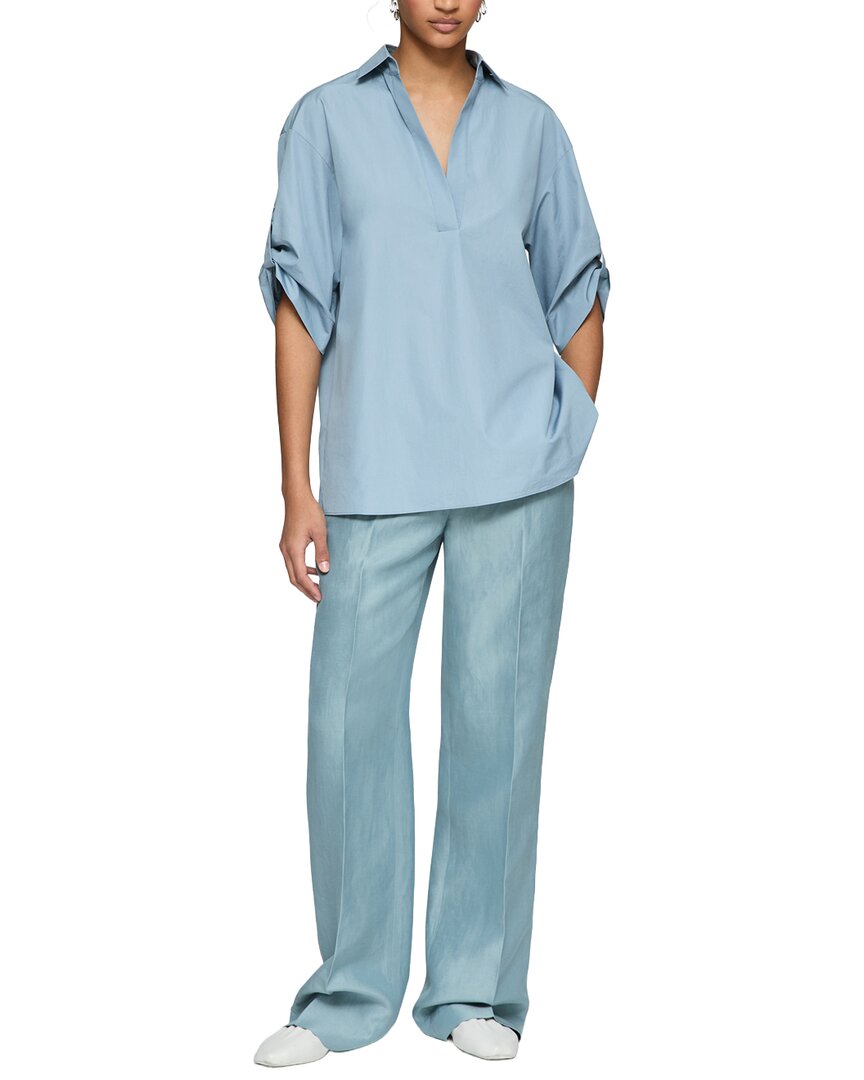 Lafayette 148 New York Tab Sleeve Popover Shirt