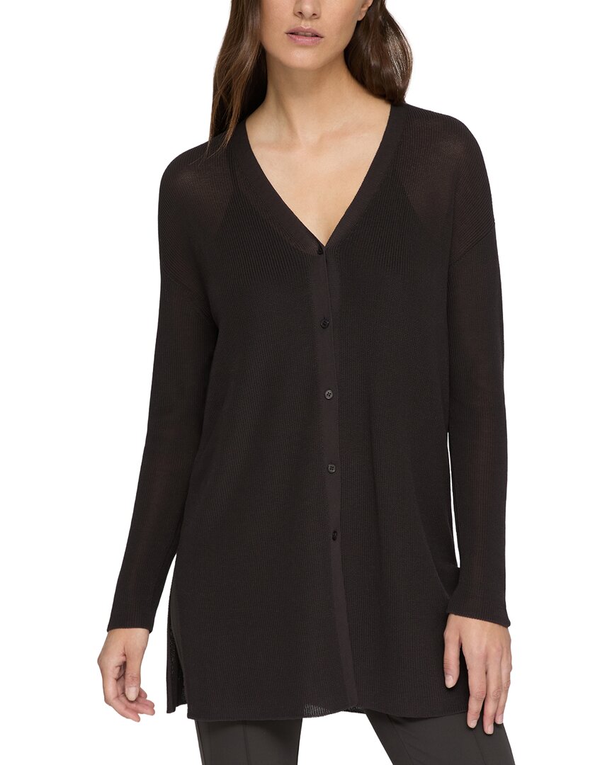 Lafayette 148 New York Ribbed Button Front Cardigan