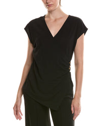 Anne Klein Petite Side Button Wrap T-Shirt