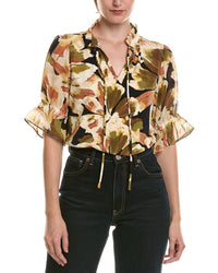 Anne Klein Mixed Media Peasant Top