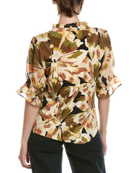 Anne Klein Mixed Media Peasant Top