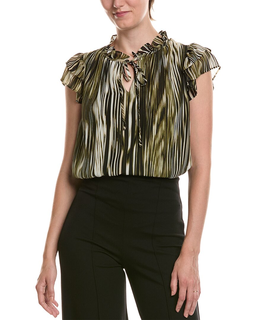 Anne Klein Ruffle Sleeve Tie Neck Blouse