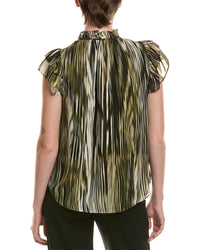 Anne Klein Ruffle Sleeve Tie Neck Blouse