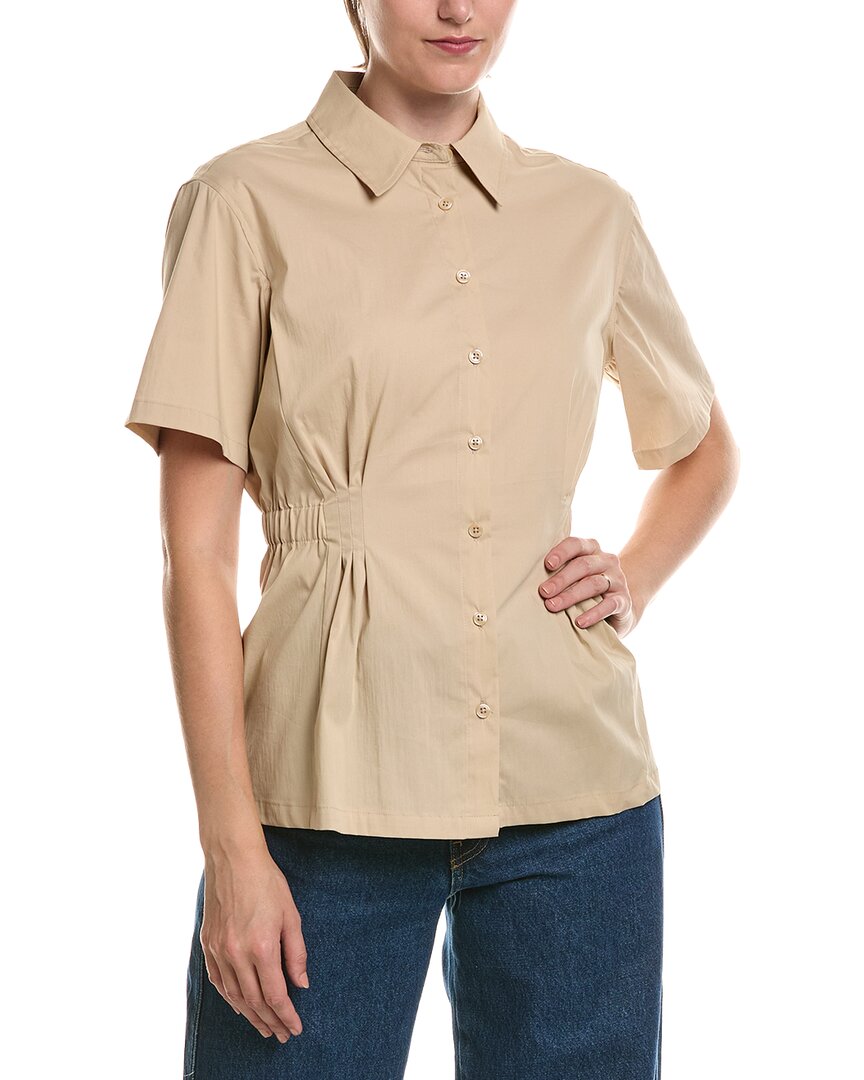 Anne Klein Pleated Waist Button-Up Shirt