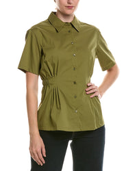 Anne Klein Pleated Waist Button-Up Shirt