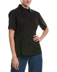 Anne Klein Pleated Waist Button-Up Shirt