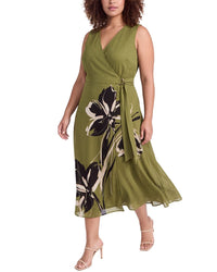 Anne Klein Anne Klein Plus Faux Wrap A-Line Midi Dress