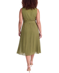 Anne Klein Anne Klein Plus Faux Wrap A-Line Midi Dress