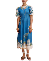 Amina Glam Linen Midi Dress