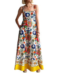 Amina Glam Linen-Blend Maxi Dress