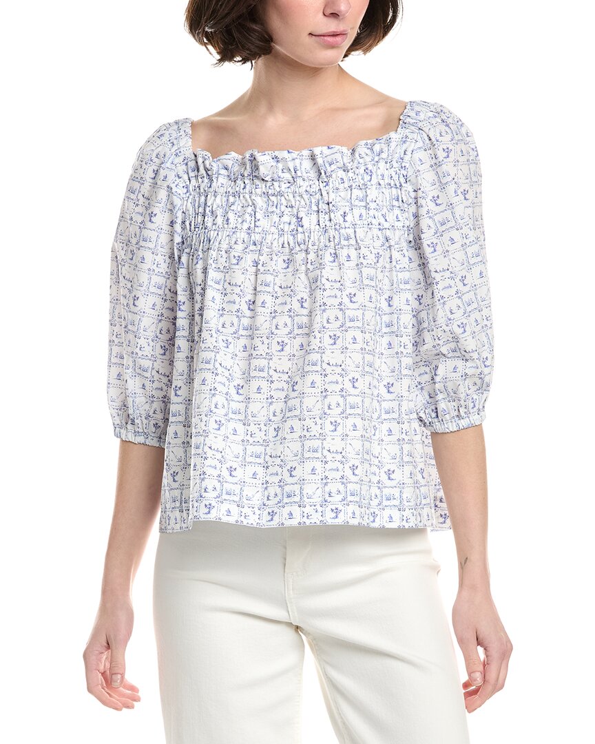 Sara Campbell Square Neck Balloon Sleeve Blouse