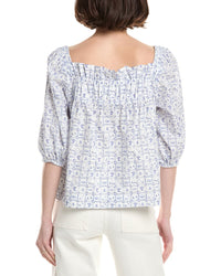 Sara Campbell Square Neck Balloon Sleeve Blouse
