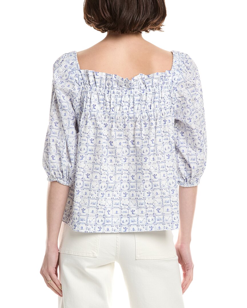 Sara Campbell Square Neck Balloon Sleeve Blouse