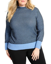 Nic+Zoe Plus Funnel Neck Pixel Knit Sweater